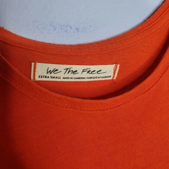 Free People We The Free Orange Distressed Peplum Anytime Tank Top - Picture 8 of 9